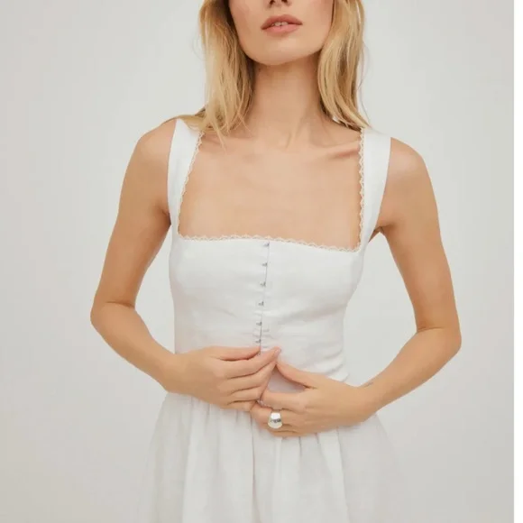 Reformation Tagliatelle Linen Dress - White - Picture 4 of 6